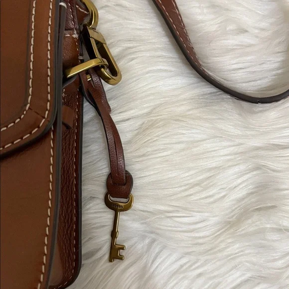 FOSSIL Brown Leather Crossbody Bag Ainsley Flap - Picture 4 of 15